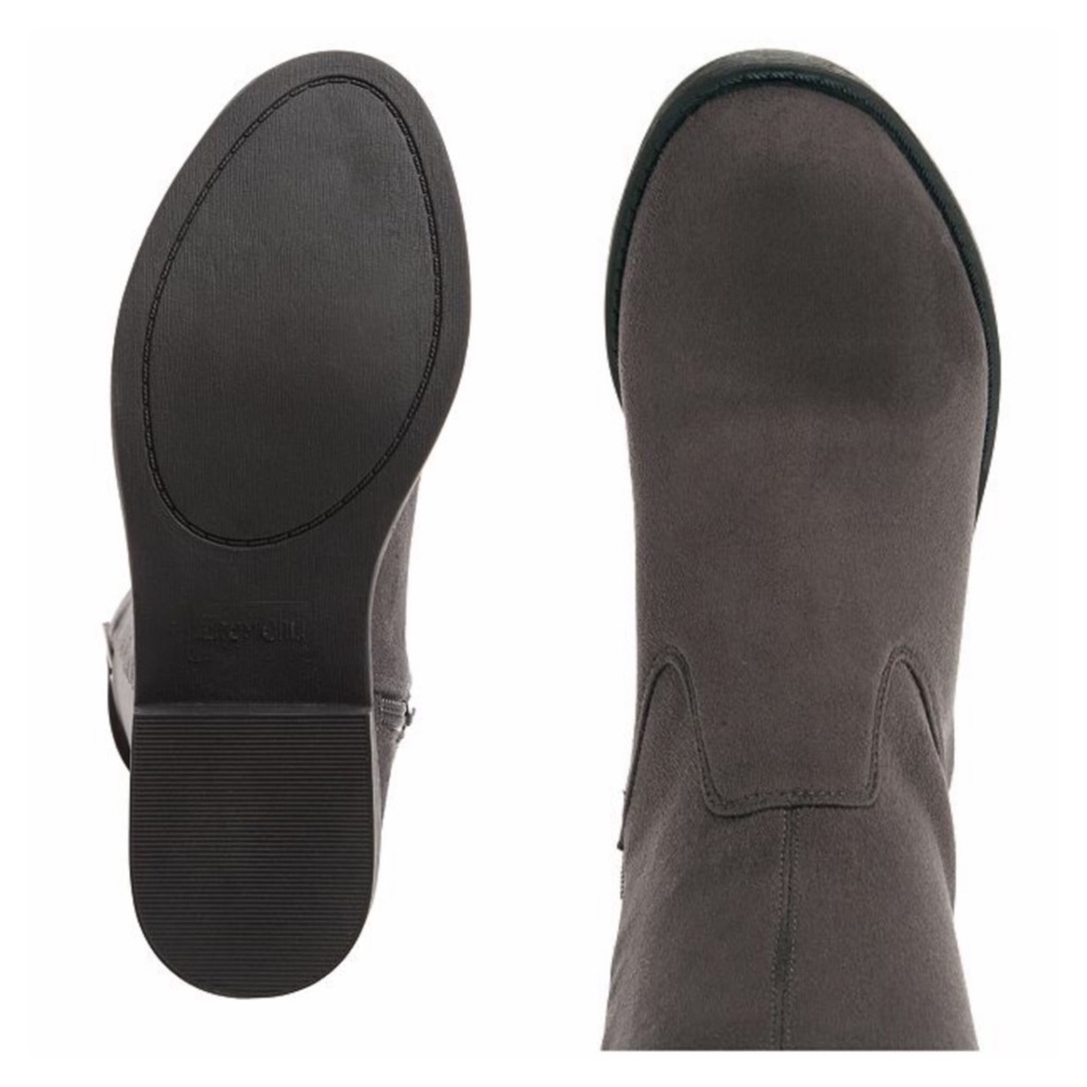 Gray Vegan Suede Tall Over The Knee Riding Boots - Picture 5 of 8